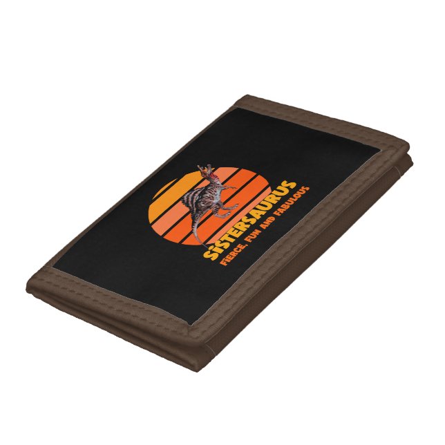 Funny Sistersaurus Dino Sister Humor Design Trifold Wallet (Bottom)