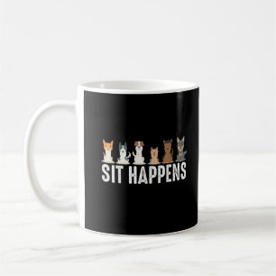 Funny Sit Happens Cool Sitting Dogs Coffee Mug