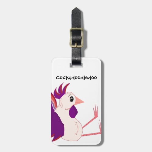 Funny Sitting Rooster Luggage Tag