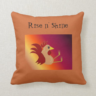 Funny Sitting Rooster - Rise and Shine Throw Pillow