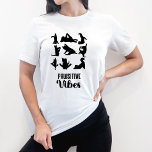 Funny  Six Cats Yoga Positions    T-Shirt<br><div class="desc">This is the perfect funny T shirt for anyone who loves cats. It features a picture of 6 cats  in a yoga positions  and different poses all around the sweatshirt.  It has the words Pawsitive Vibes.  Fun women's t shirt for yoga lovers.</div>