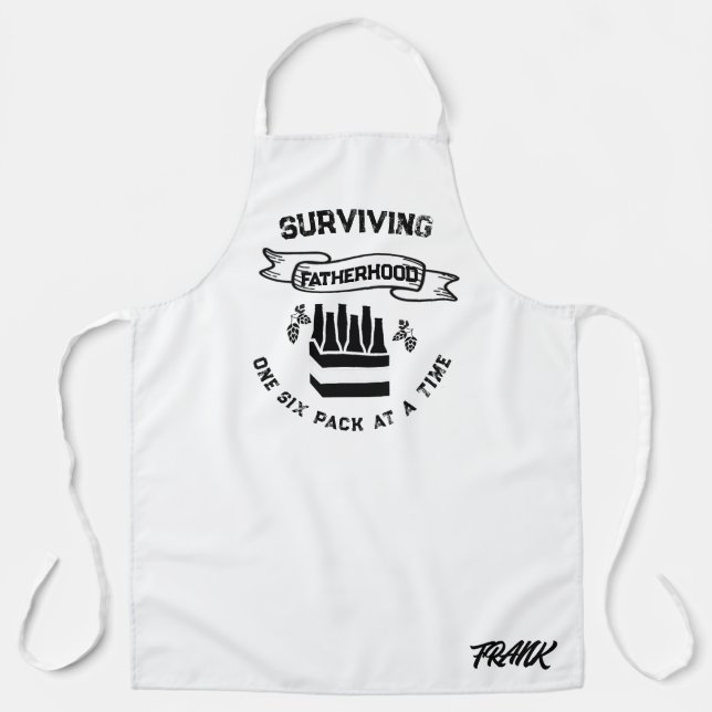 Funny Six Pack Beer Lovers Gift, Fatherhood Humor Apron (Front)