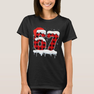 Funny Six Seven 67 Christmas Red Plaid Xmas Gen Al T-Shirt