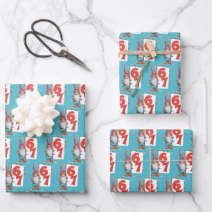 Funny Six Seven 67 Kids Christmas Wrapping Paper Sheets
