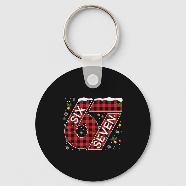 Funny Six Seven 67 Meme 67 Christmas Holiday Women Keychain (Front)