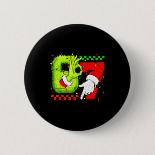 Funny Six Seven 67 Meme 6 7 Christmas Elf Hand Boy Button