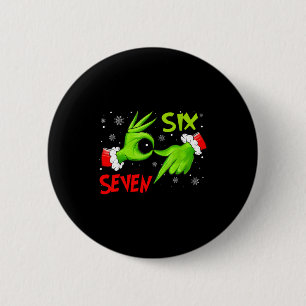 Funny Six Seven 67 Meme 6 7 Christmas Elf Hand Boy Button