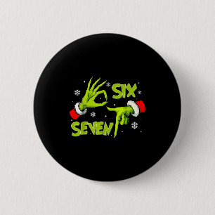 Funny Six Seven 67 Meme 6 7 Christmas Elf Hand Boy Button
