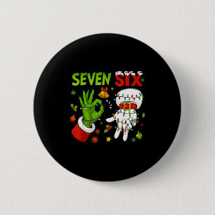 Funny Six Seven 67 Meme 6 7 Christmas Elf Hand Boy Button