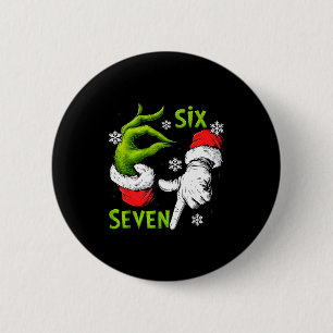 Funny Six Seven 67 Meme 6 7 Christmas Elf Hand Boy Button