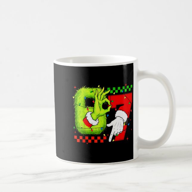 Funny Six Seven 67 Meme 6 7 Christmas Elf Hand Boy Coffee Mug (Right)