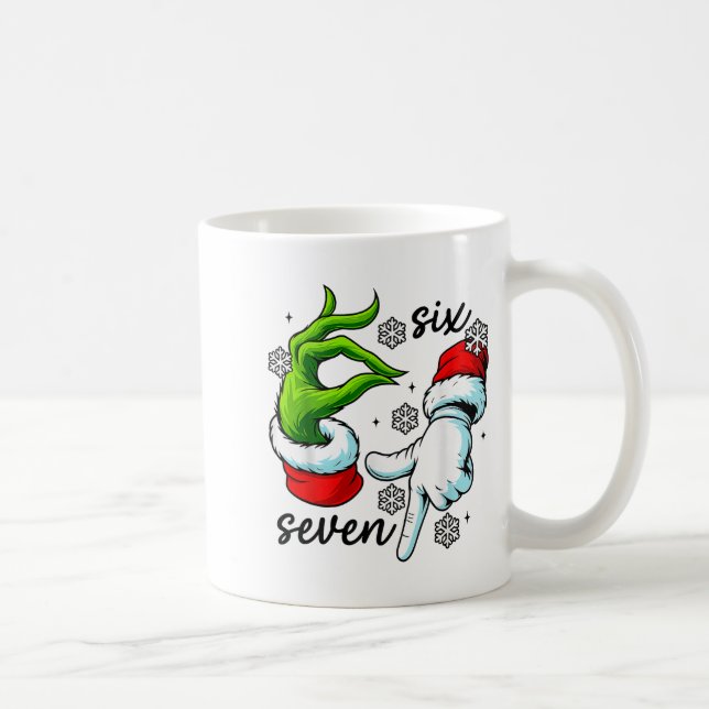 Funny Six Seven 67 Meme 6 7 Christmas Elf Hand Boy Coffee Mug (Right)