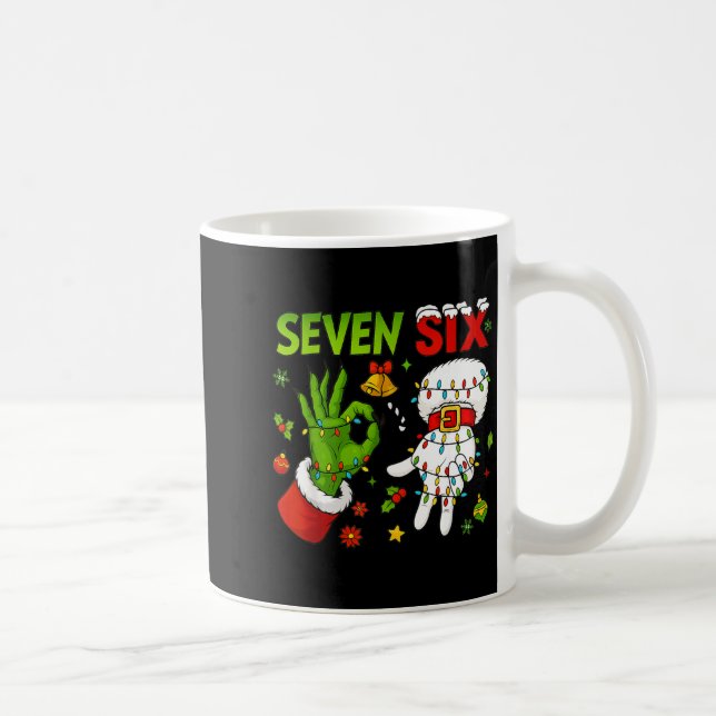 Funny Six Seven 67 Meme 6 7 Christmas Elf Hand Boy Coffee Mug (Right)