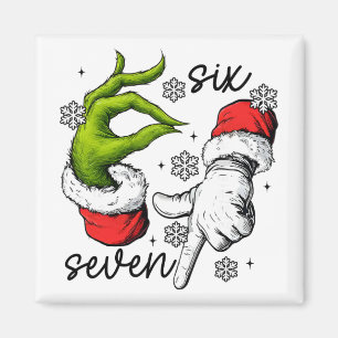Funny Six Seven 67 Meme 6 7 Christmas Elf Hand Boy Magnet