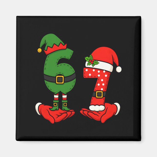 Funny Six Seven 67 Meme 6 7 Christmas Elf Hand Boy Magnet (Front)