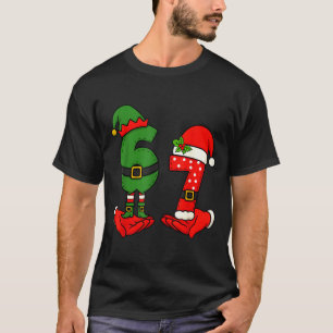 Funny Six Seven 67 Meme 6 7 Christmas Elf Hand Boy T-Shirt