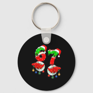Funny Six Seven 67 Meme 6 7 Christmas Santa Hand B Keychain