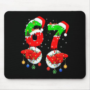 Funny Six Seven 67 Meme 6 7 Christmas Santa Hand B Mouse Pad