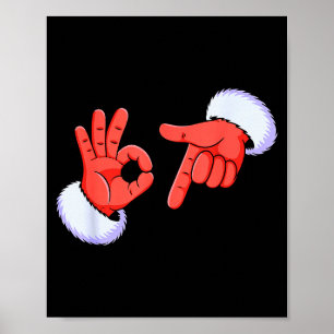 Funny Six Seven 67 Meme 6 7 Christmas Santa Hand B Poster