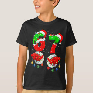 Funny Six Seven 67 Meme 6 7 Christmas Santa Hand B T-Shirt