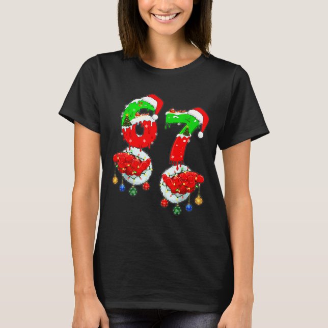 Funny Six Seven 67 Meme 6 7 Christmas Santa Hand B T-Shirt (Front)