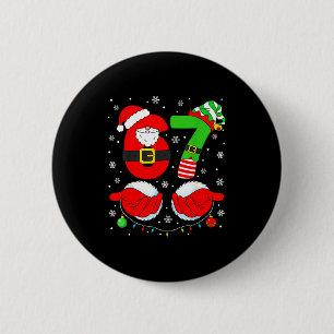 Funny Six Seven 67 Meme 6 7 Elf Santa Christmas Pa Button