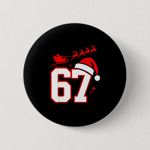 Funny Six Seven 67 Meme 6 7 Elf Santa Christmas Pa Button