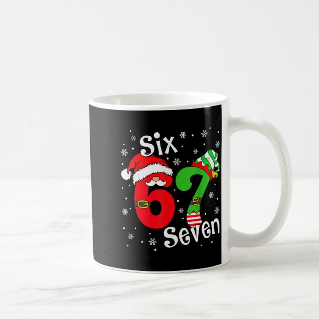 Funny Six Seven 67 Meme 6 7 Elf Santa Christmas Pa Coffee Mug (Right)
