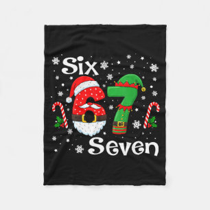 Funny Six Seven 67 Meme 6 7 Elf Santa Christmas Pa Fleece Blanket