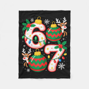 Funny Six Seven 67 Meme 6 7 Elf Santa Christmas Pa Fleece Blanket