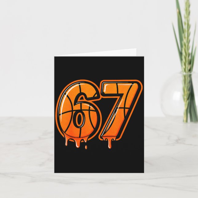 Funny Six Seven 67 Meme Gen Alpha 67 Basketball Fo Card (Front)