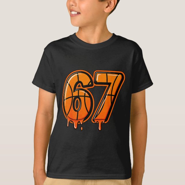 Funny Six Seven 67 Meme Gen Alpha 67 Basketball Fo T-Shirt (Front)