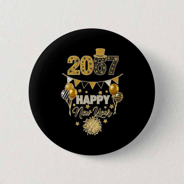 Funny Six Seven 67 Meme Happy New Year  Button (Front)