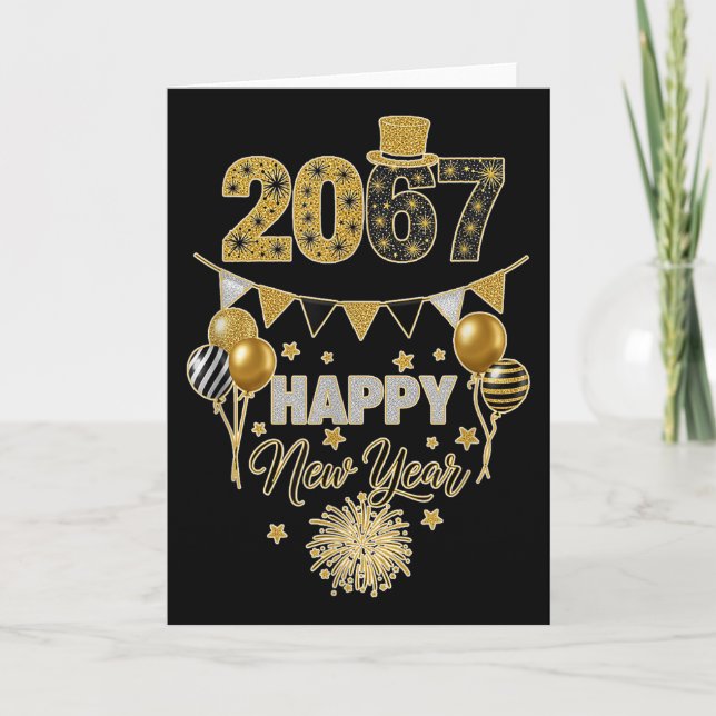 Funny Six Seven 67 Meme Happy New Year  Card (Front)