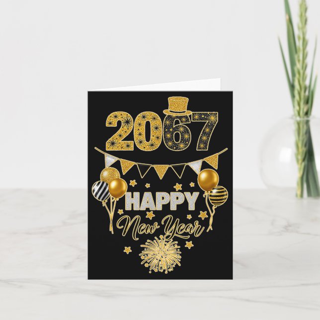 Funny Six Seven 67 Meme Happy New Year  Card (Front)