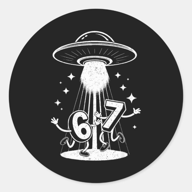 Funny Six Seven 67 Meme Internet Meme Ufo Gen Alph Classic Round Sticker (Front)