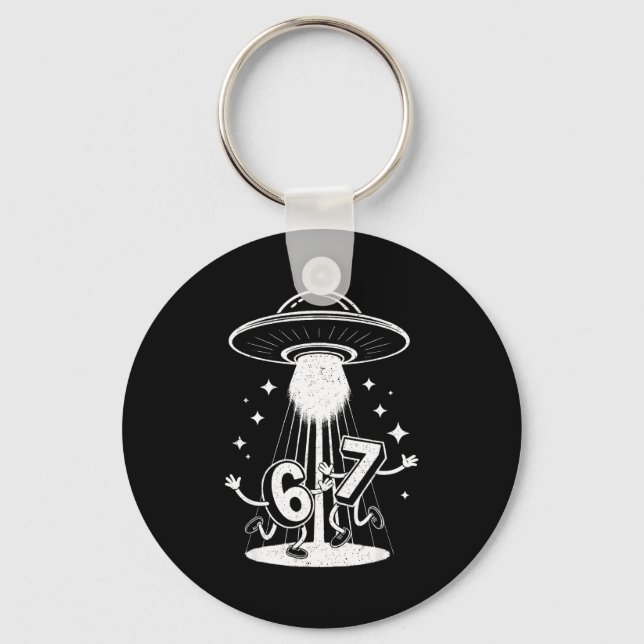Funny Six Seven 67 Meme Internet Meme Ufo Gen Alph Keychain (Front)