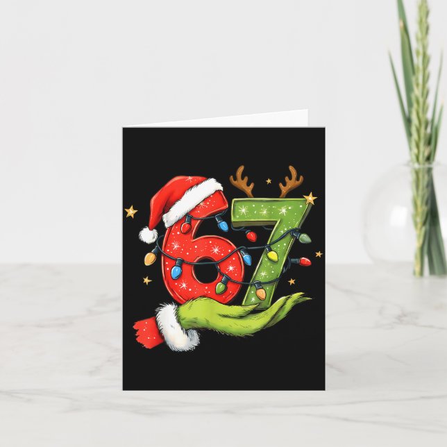 Funny Six Seven 67 Meme Santa Christmas Brainrot P Card (Front)