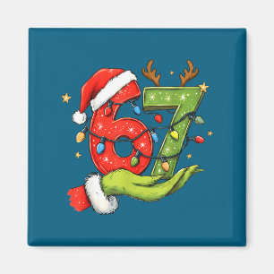 Funny Six Seven 67 Meme Santa Christmas Brainrot P Magnet