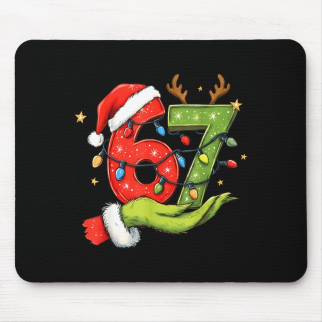 Funny Six Seven 67 Meme Santa Christmas Brainrot P Mouse Pad (Front)