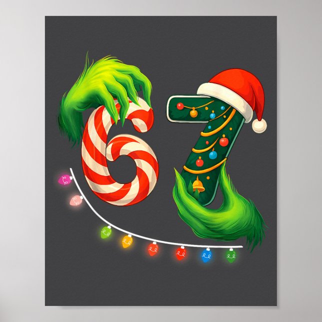 Funny Six Seven 67 Meme Santa Christmas Brainrot P Poster (Front)
