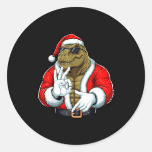 Funny Six Seven 67 Meme T-rex Christmas Men Boys T Classic Round Sticker