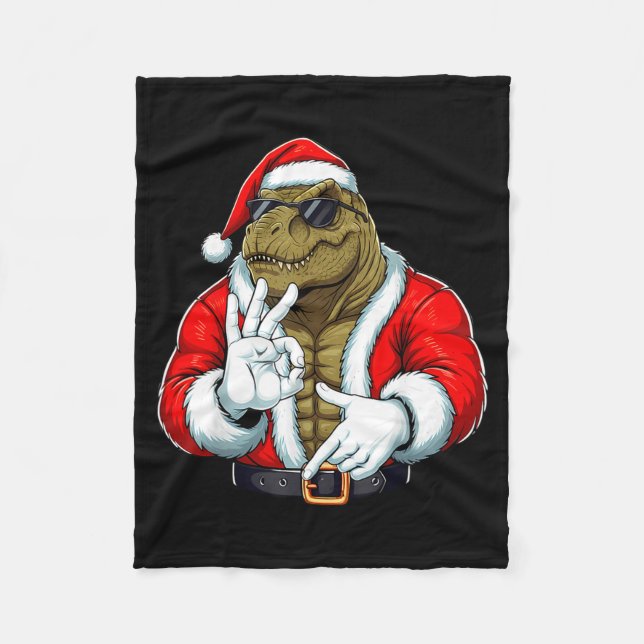 Funny Six Seven 67 Meme T-rex Christmas Men Boys T Fleece Blanket (Front)