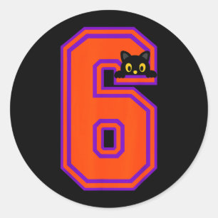 Funny Six Seven 6 7 Halloween Black Cat Teacher Classic Round Sticker