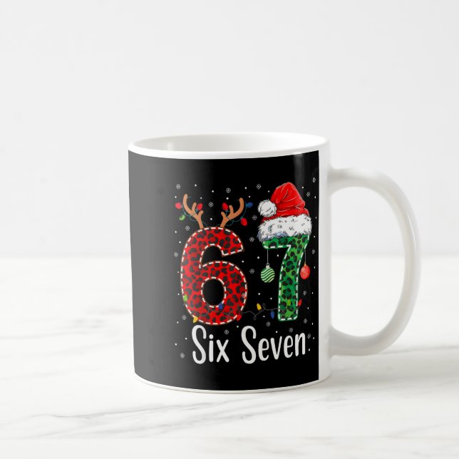 Funny Six Seven 6 7 Meme 67 Christmas Leopard Xmas Coffee Mug (Right)