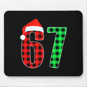 Funny Six Seven 6 7 Meme 67 Christmas Red Plaid Xm Mouse Pad