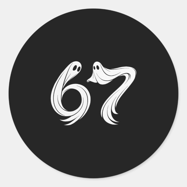 Funny Six Seven 6 7 Meme 67 Design Ghost Halloween Classic Round Sticker (Front)