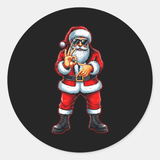 Funny Six Seven 6 7 Meme 67 Santa Christmas Men Bo Classic Round Sticker (Front)