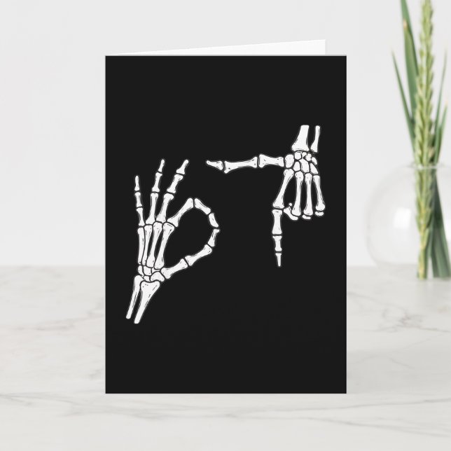 Funny Six Seven 6 7 Meme 67 Skeleton Hand Hallowee Card (Front)