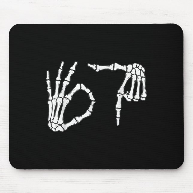 Funny Six Seven 6 7 Meme 67 Skeleton Hand Hallowee Mouse Pad (Front)